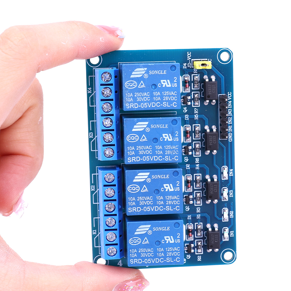 Relay Module 4 Channel - 5V 12V 4 ช่องรีเลย์บอร์ดพร้อมรีเลย์ออปโตคัปเปลอร์ 4 ทิศทางรีเลย์โมดูล