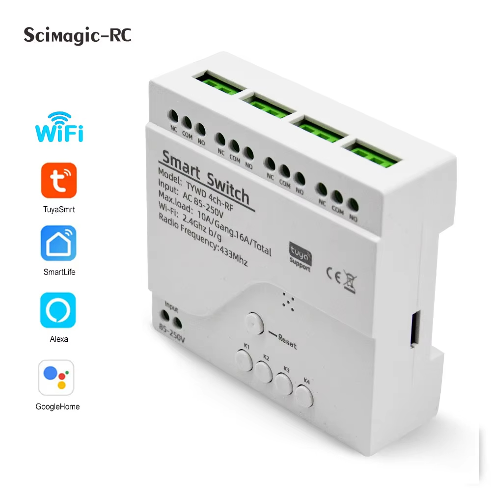 Relay Module 4 Channel - โมดูลรีเลย์สมาร์ททูย่า 4 ช่อง สำหรับระบบอัตโนมัติภายในบ้าน DC12V 7-32V