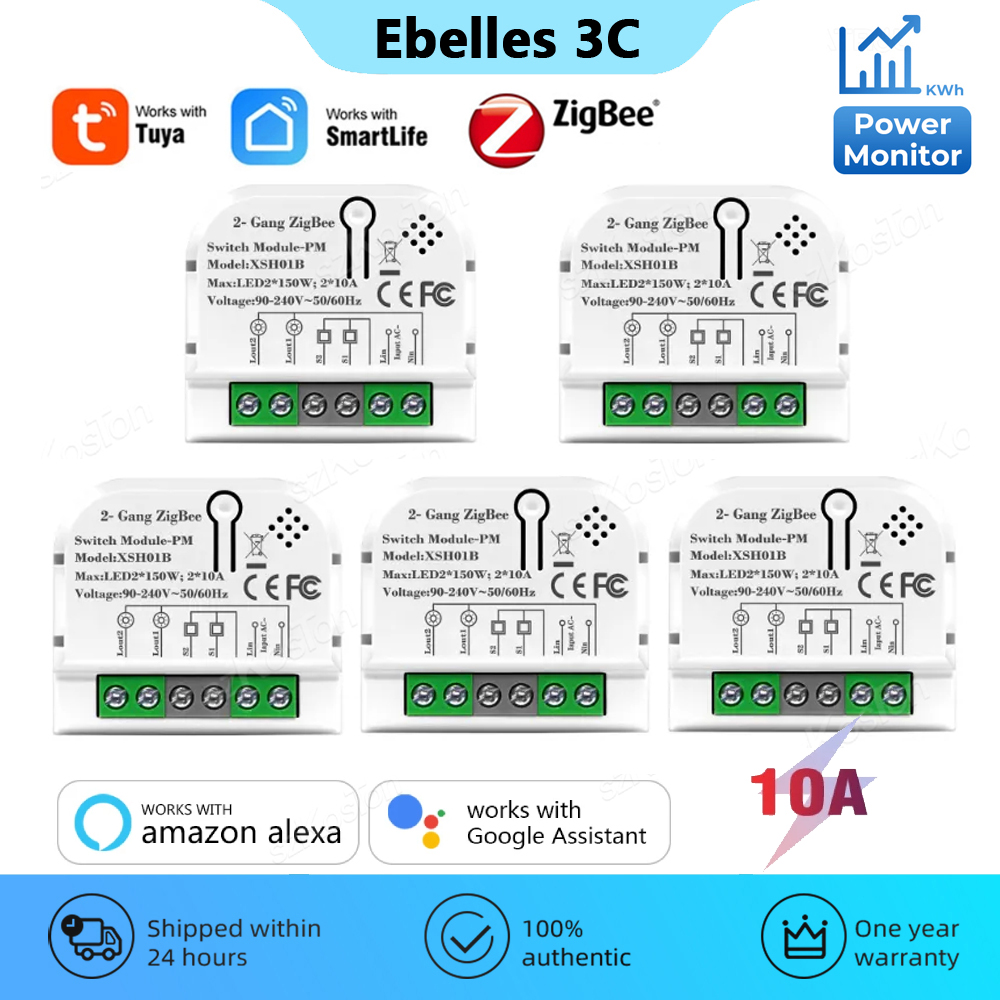 Relay Module 1 Channel - 1/2ช่อง10A Tuya สวิตช์อัจฉริยะโมดูลสวิตช์อัจฉริยะพร้อมจอภาพกำลังไฟ kWh รีเลย์ตัวจับเวลาสมาร์ทโฮมอัตโนมัติสำหรับ Alexa
