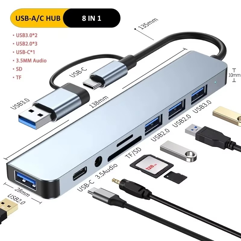 Sd Card Module - ประเภท C ฮับ USB Splitter 8