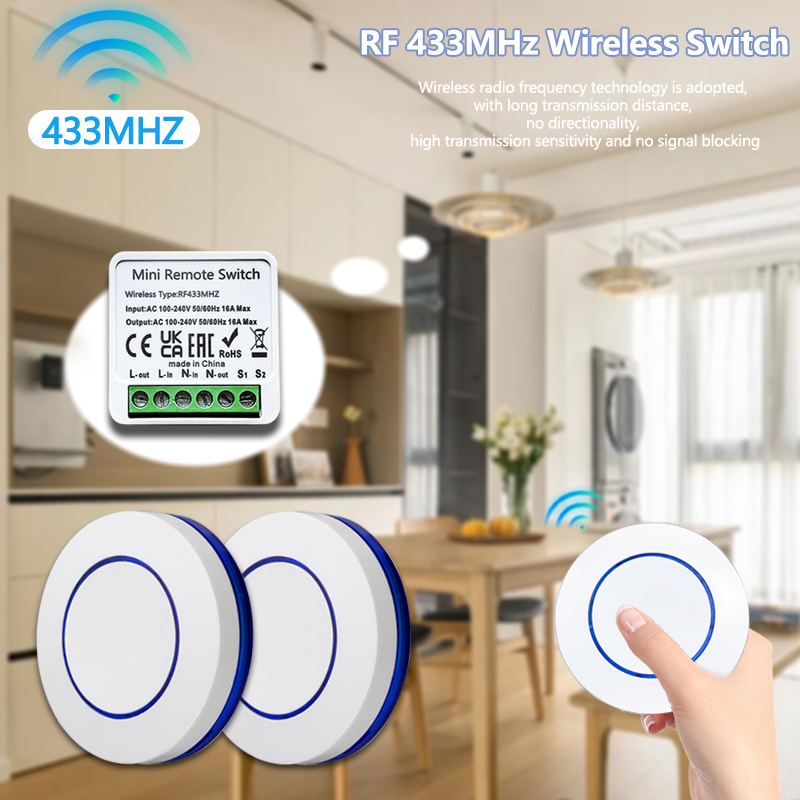 Joystick Module - สวิตช์ไฟไร้สาย 433HMz รีเลย์รับสัญญาณ 10A รีโมทแบบปุ่มกลม RF