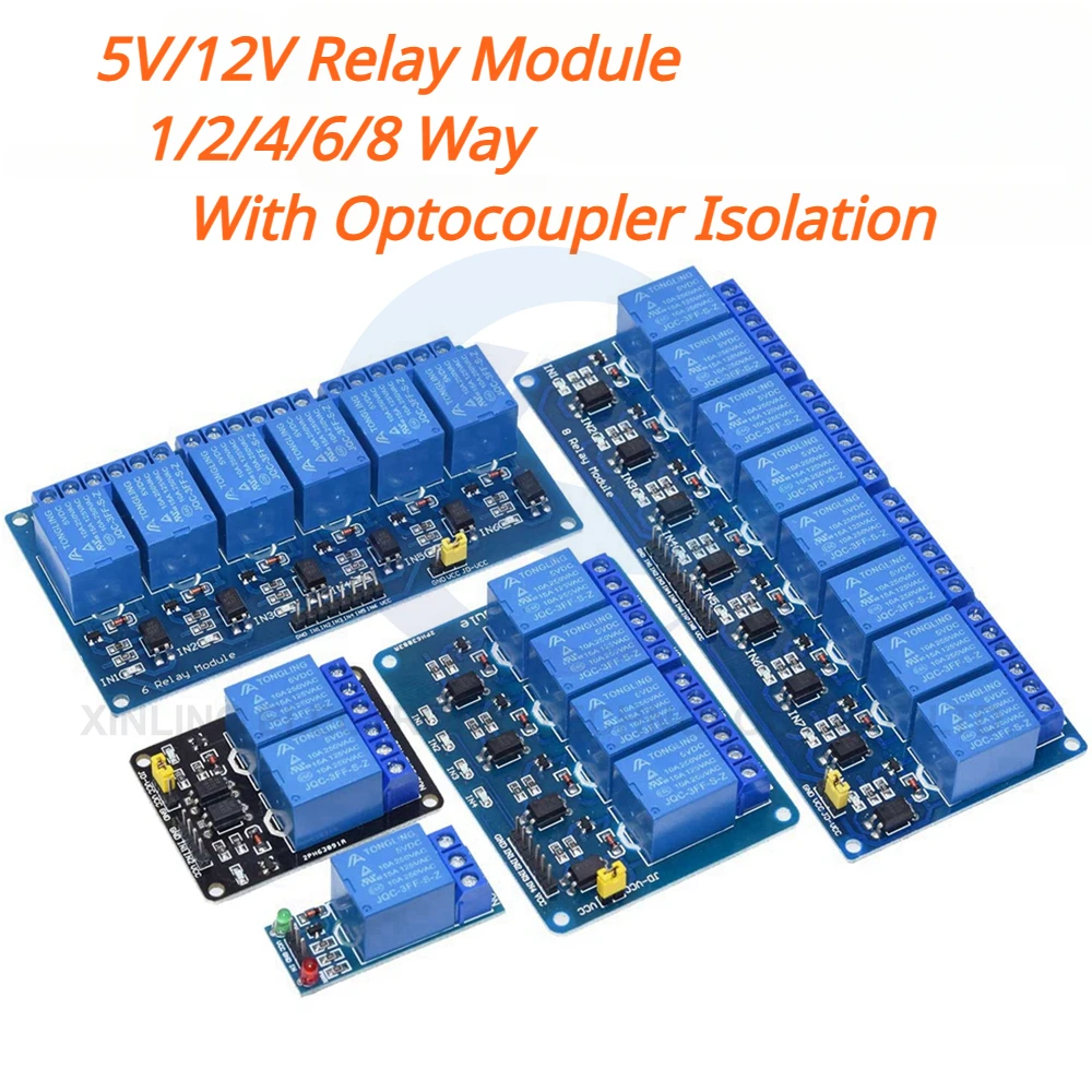 Relay Module 4 Channel - 5/12V 1/2/4/6/8 ช่องรีเลย์โมดูลรีเลย์พร้อมเอาต์พุตออปโตคัปเปลอร์ 1 2 4