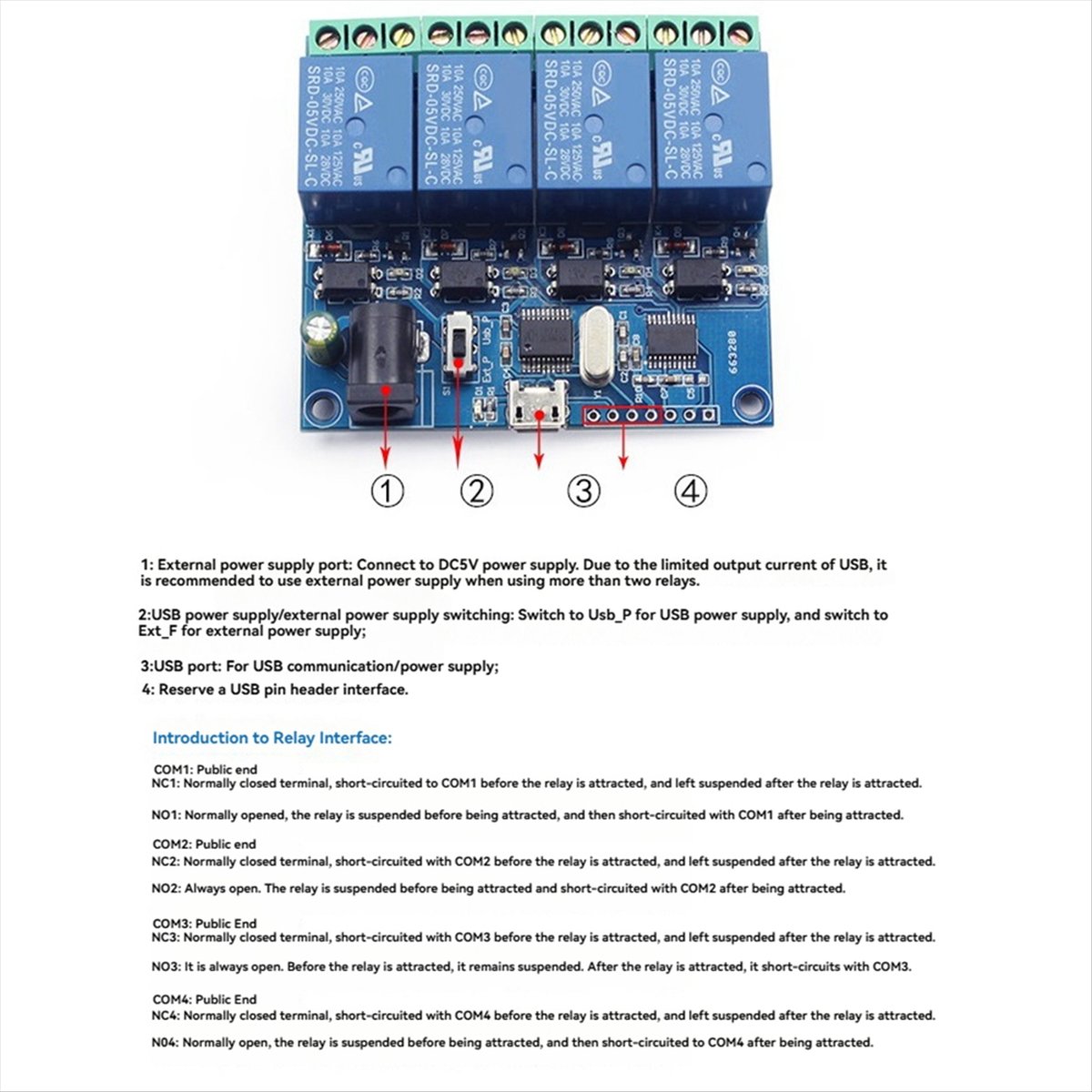 AT42 โมดูลรีเลย์ USB 4 ช่อง LC - Relay Module 4 Channel บทวิจารณ์และราคา