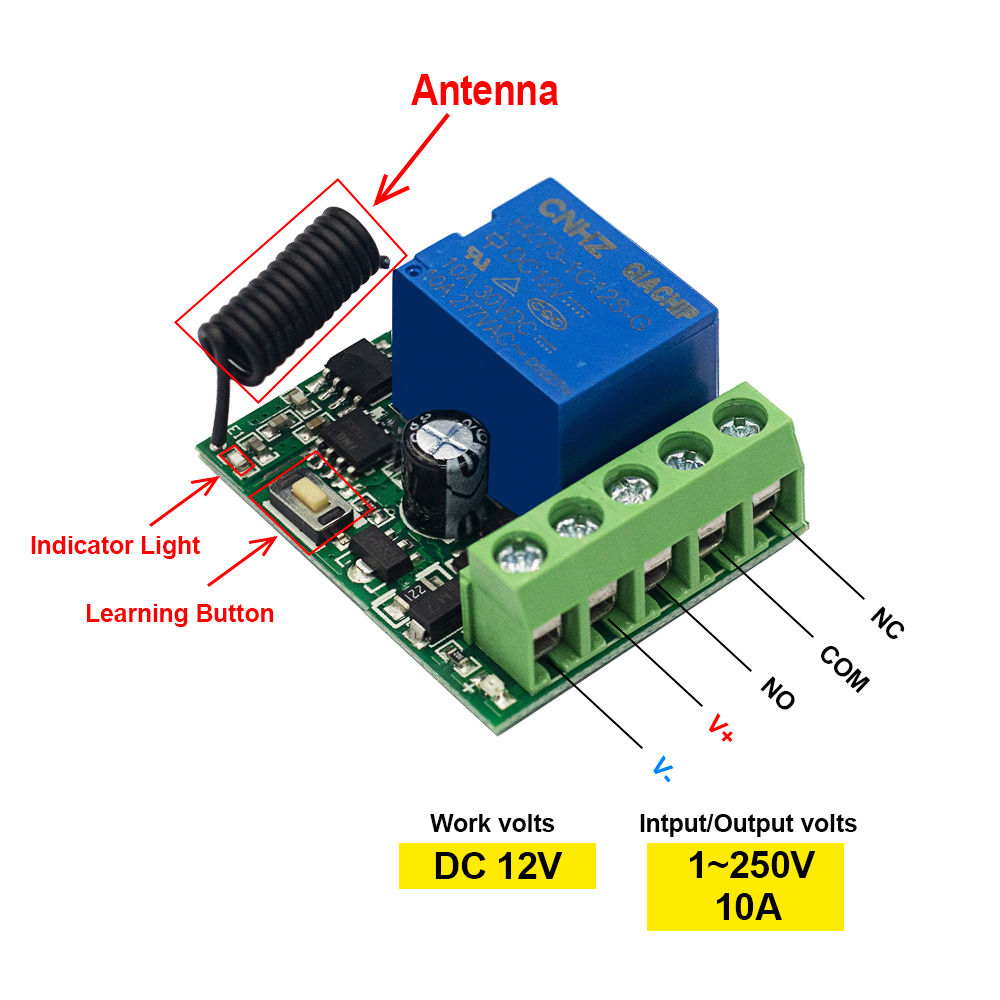 QACHIP 433MHz DC 12V รีโมทคอนโ - Relay Module 4 Channel บทวิจารณ์และราคา